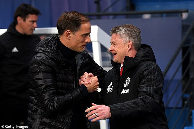 Thomas Tuchel (left) cannot be seen to be negotiating with United while he is still England boss, while the failures of Ole Gunnar Solskjaer (right) cannot be held against Carrick