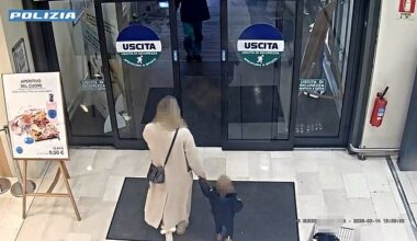Shocking CCTV footage captured the one-year-old girl being grabbed in full view of her horrified parents at a store in Bergamo