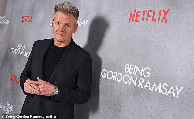 Gordon Ramsay has partnered with Netflix for the six-part documentary series Being Gordon Ramsay (pictured at the London premiere on February 16)
