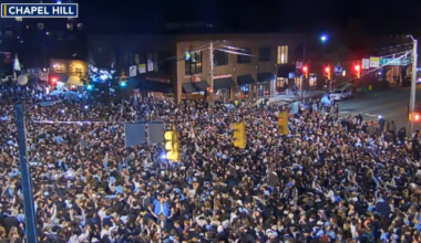UNC fans rush Franklin Street after Seth Trimble's late 3-pointer secures comeback win vs. Duke :: WRAL.com