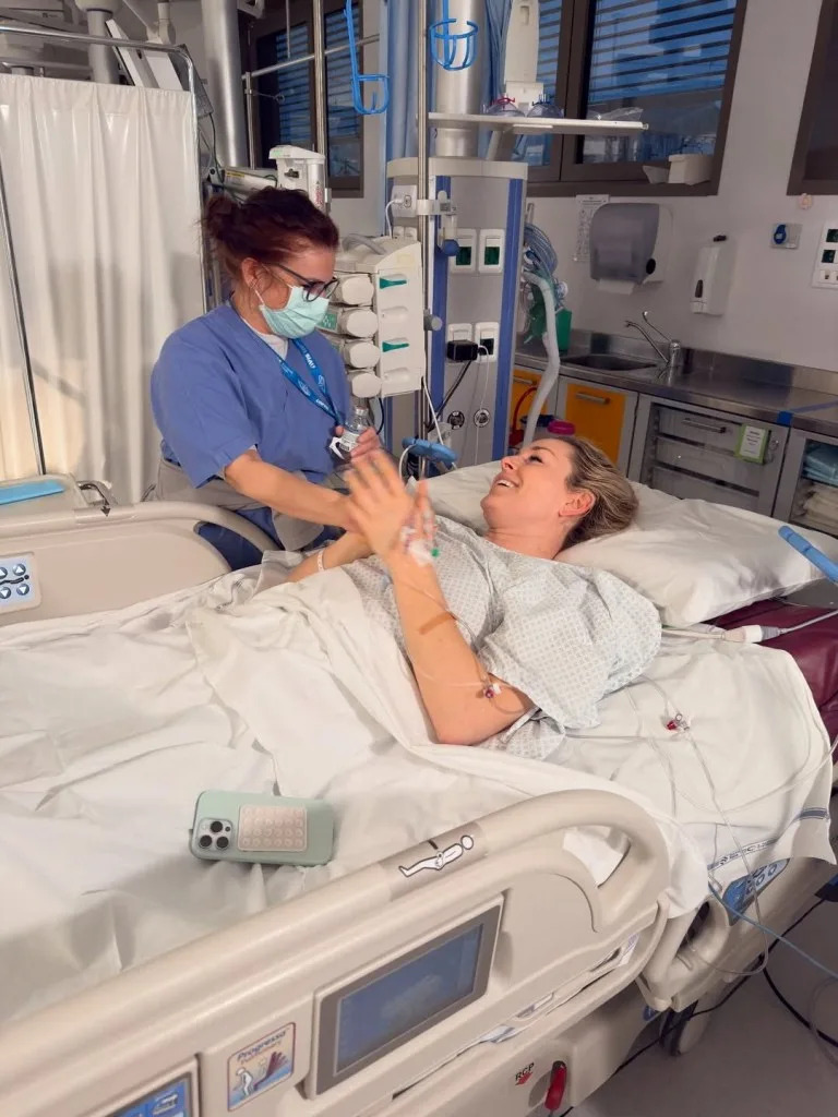 U.S. skier Lindsey Vonn lies in a hospital bed, after she crashed during the Women’s Downhill, in Treviso, Italy, in this picture obtained from social media on February 11, 2026. @lindseyvonn via REUTERS