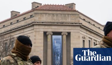Large Trump banner hung at justice department headquarters | Donald Trump