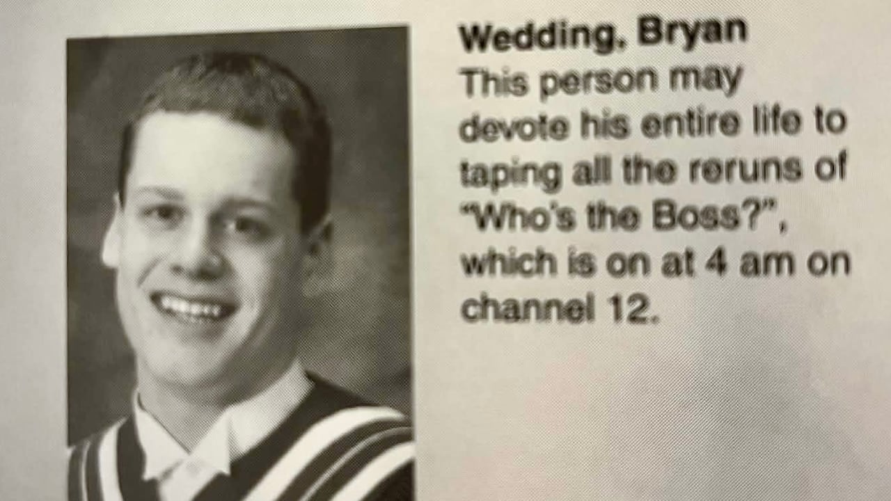 A typo meant Ryan Wedding was listed as "Bryan" Wedding in the Centennial High School 1999 yearbook.