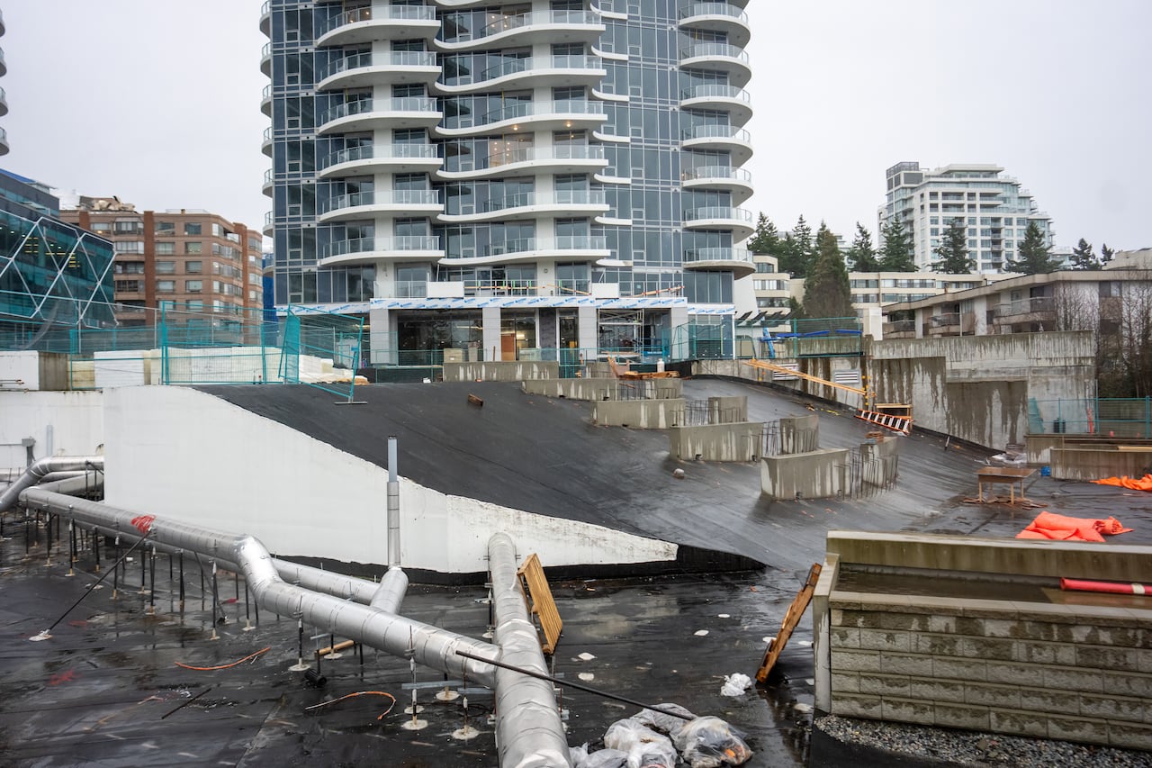 A large condo tower is under construction