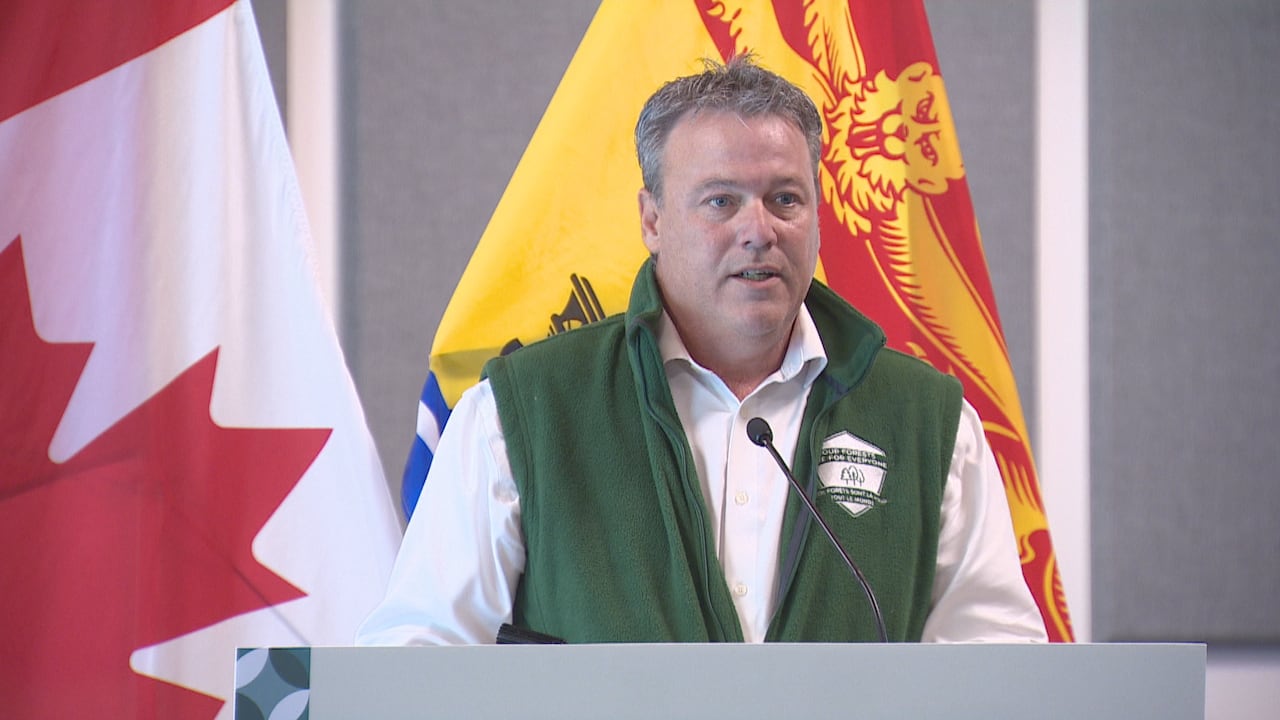 A man wearing a green vest stands at a podium.