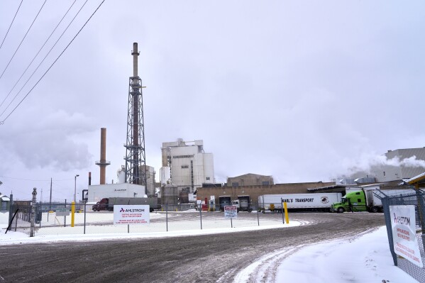 The Ahlstrom paper mill in Rhinelander, Wis., on Friday, Dec. 5, 2025 (AP Photo/Morry Gash)