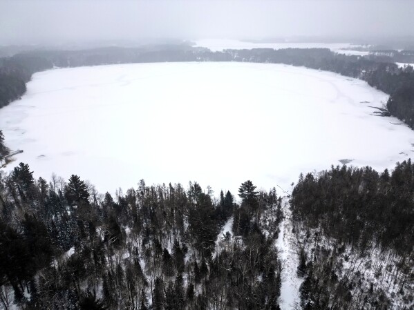 Snowden Lake in Stella, Wis., seen on Friday, Dec. 5, 2025, is contaminated by PFAS and officials say the fish is no longer safe to eat. (AP Photo/Morry Gash)
