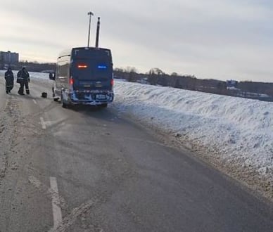 A still from a video shows snow pile up on Highway 7.