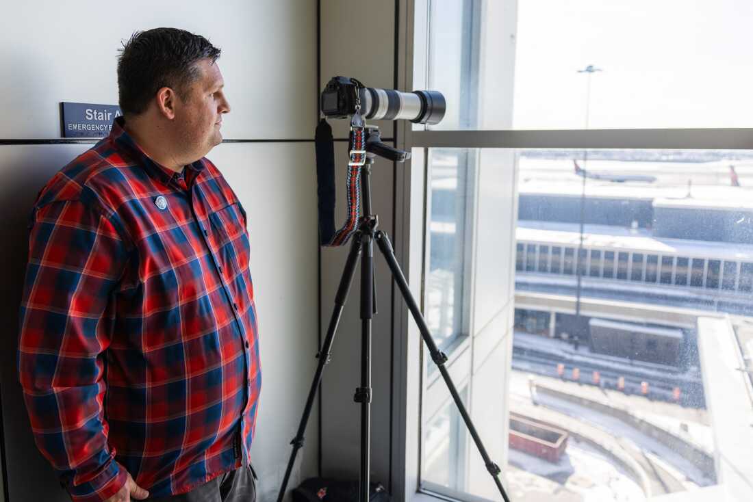 Nick Benson tracks deportation flights departing daily from Minneapolis–St. Paul International Airport in Minneapolis on Feb. 3, 2026, amid Operation Metro Surge.