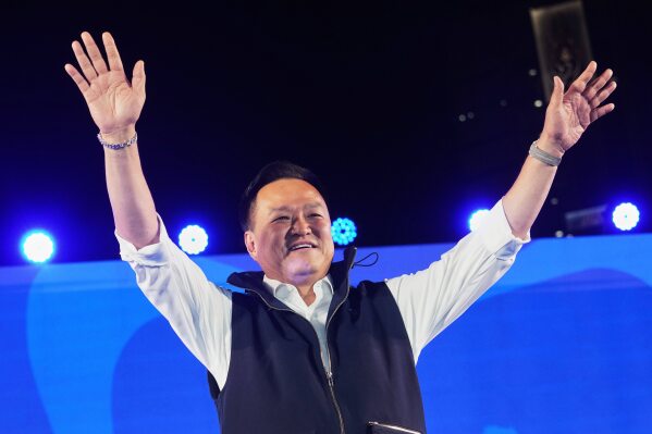 Thailand's Prime Minister and leader of Bhumjaithai Party Anutin Charnvirakul, attends an election campaign, in Bangkok, Thailand, Jan. 30, 2026. (AP Photo/Sakchai Lalit, File)