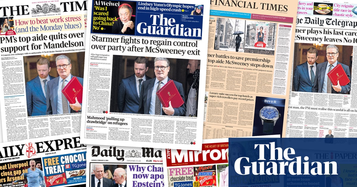‘Blame me’: what the UK papers say as Morgan McSweeney quits over Mandelson-Epstein scandal | Keir Starmer