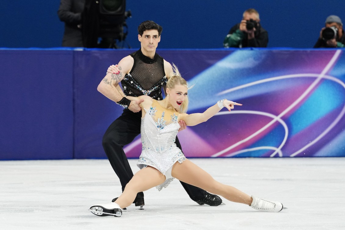 Piper Gilles and Paul Poirier competing in ice dance team event