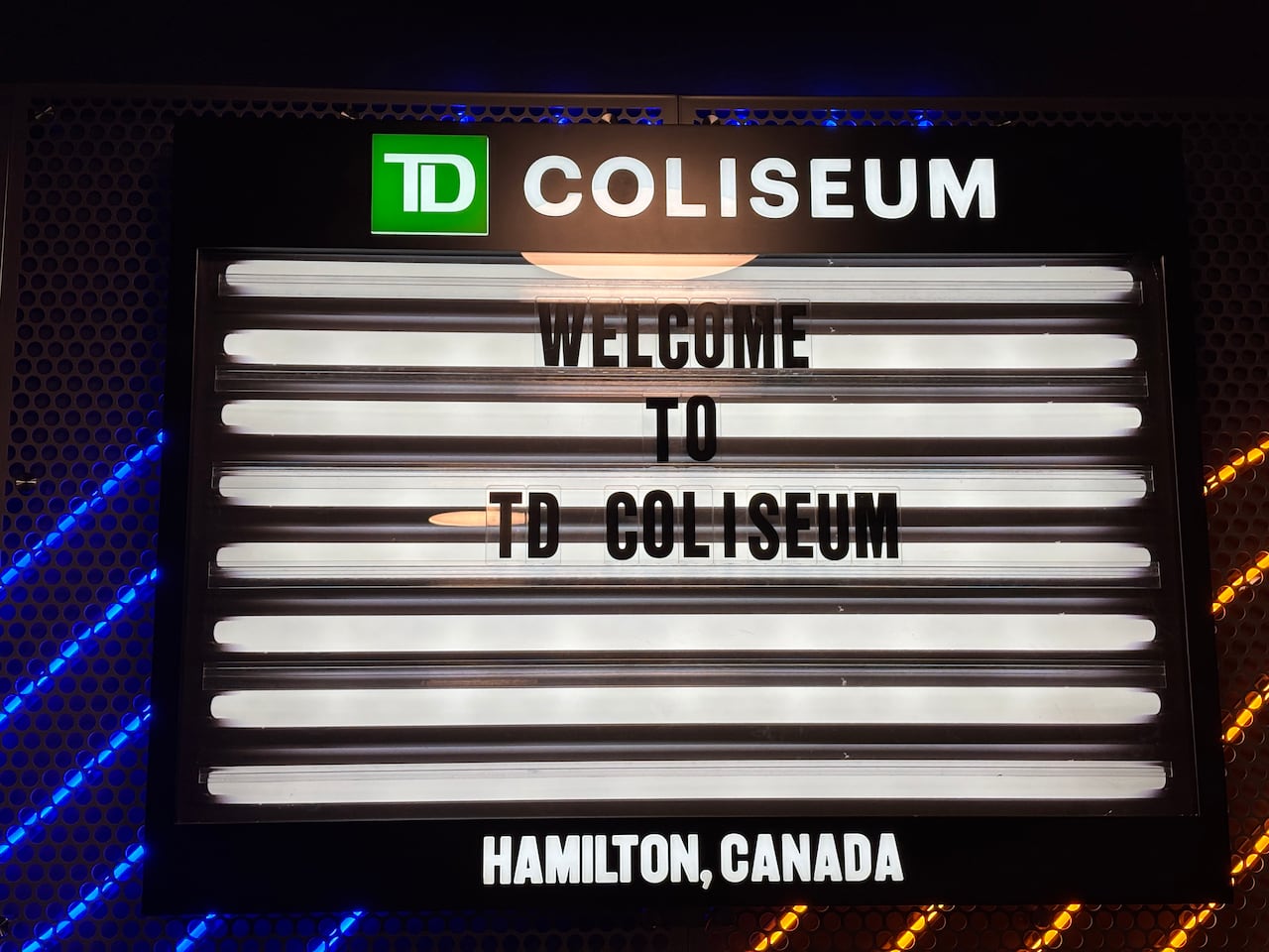 Sign that reads 'Welcome to TD Coliseum' 