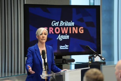 Daisy Cooper speaking at her Lib Dem press conference.