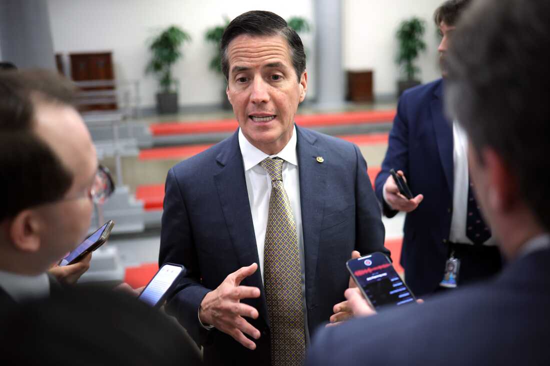 Sen. Bernie Moreno, R-Ohio, speaks to members of the media at the U.S. Capitol on January 13, 2026. Until recently, Moreno was projecting confidence that a deal to restore lapsed health insurance subsidies was in reach.