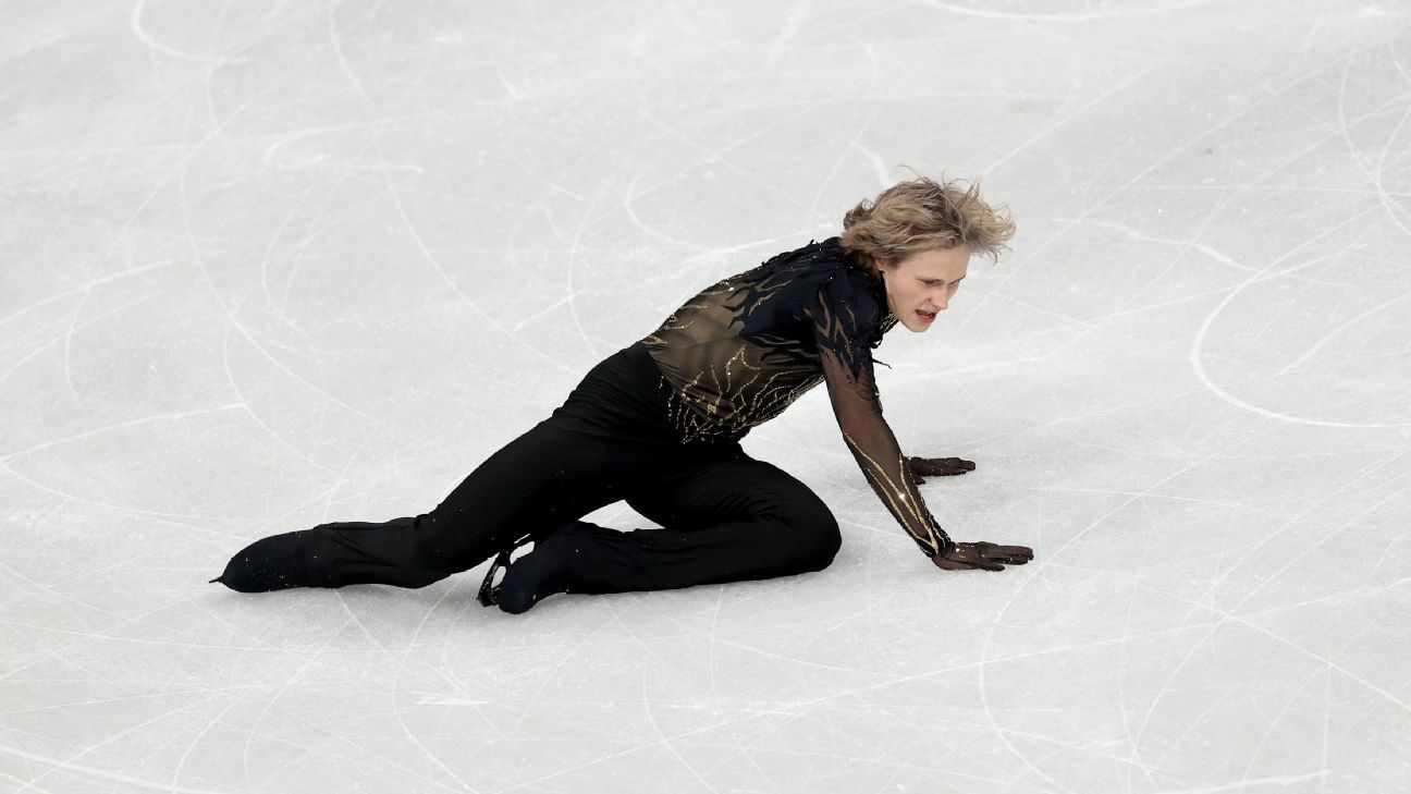 Ilia Malinin places 8th after falling twice in Olympic free skate