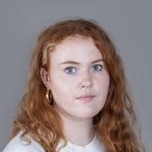 Sinéad Baker's face on a grey background