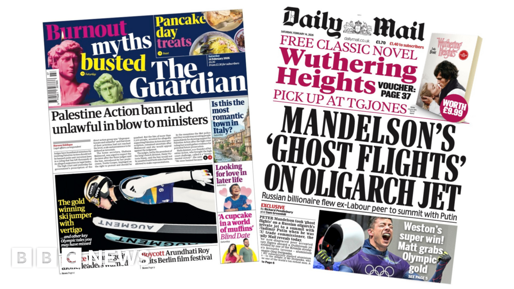 'Palestine Action ban ruled unlawful' and 'Matt grabs Olympic gold' - BBC