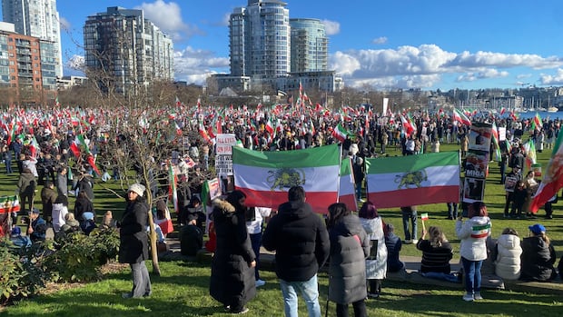 Thousands gather at Vancouver rally as part of global protests against Iranian government