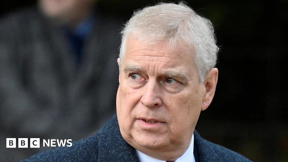 Andrew Mountbatten-Windsor attends the Royal Family's Christmas Day service at St. Mary Magdalene's church, as the Royals take residence at the Sandringham estate in eastern England. He has short grey hair and is wearing a dark overcoat and white shirt