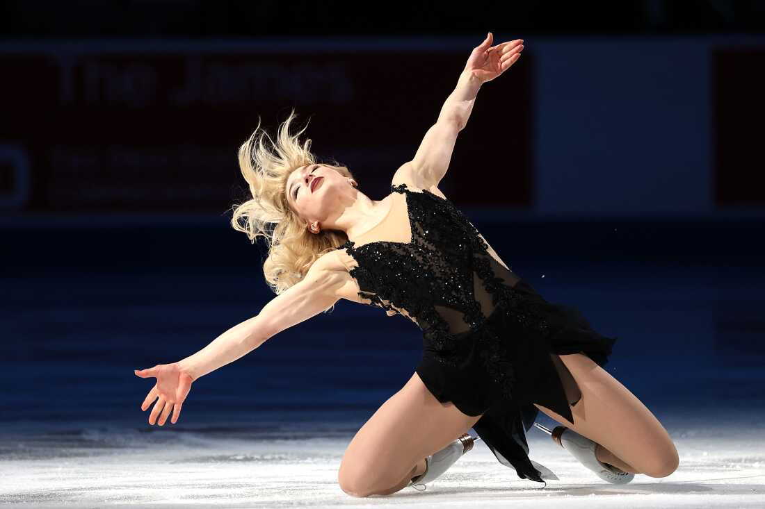 Amber Glenn, pictured on the ice in January, is skating at her first Olympics at age 26.