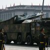 A DF-17 road-mobile medium-range ballistic missile is seen during a military parade marking the 80th anniversary of victory over Japan and the end of World War II, in Beijing's Tiananmen Square on September 3, 2025.