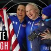 Gold medalist Elana Meyers Taylor and Bronze medalist Kaillie Armbruster Humphries following the Women's Monobob Bobsleigh Heat 4.