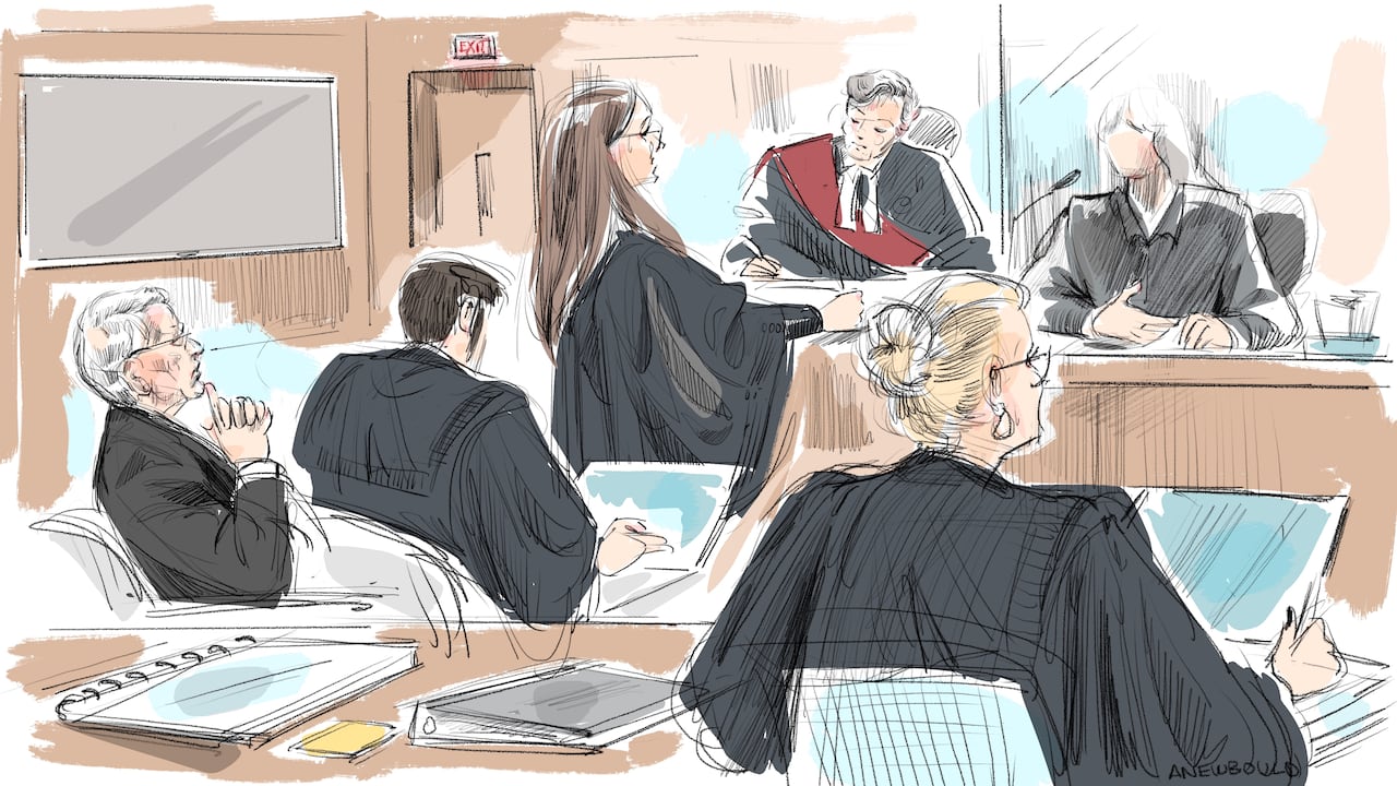 Assistant Crown attorneys Jelena Vlacic questions a woman who alleges she was groped by Canadian businessman Frank Stronach.