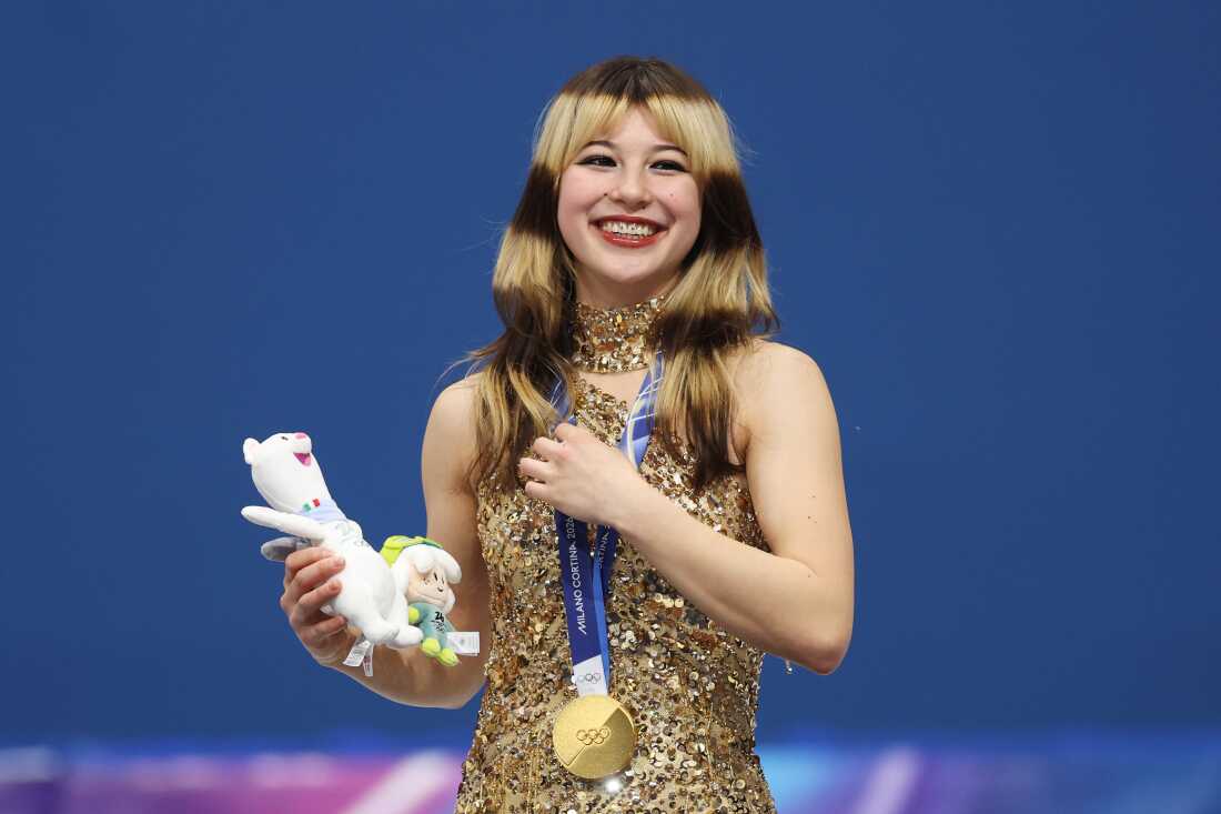 Team USA's Alysa Liu celebrates after winning gold in the women's event on Thursday.