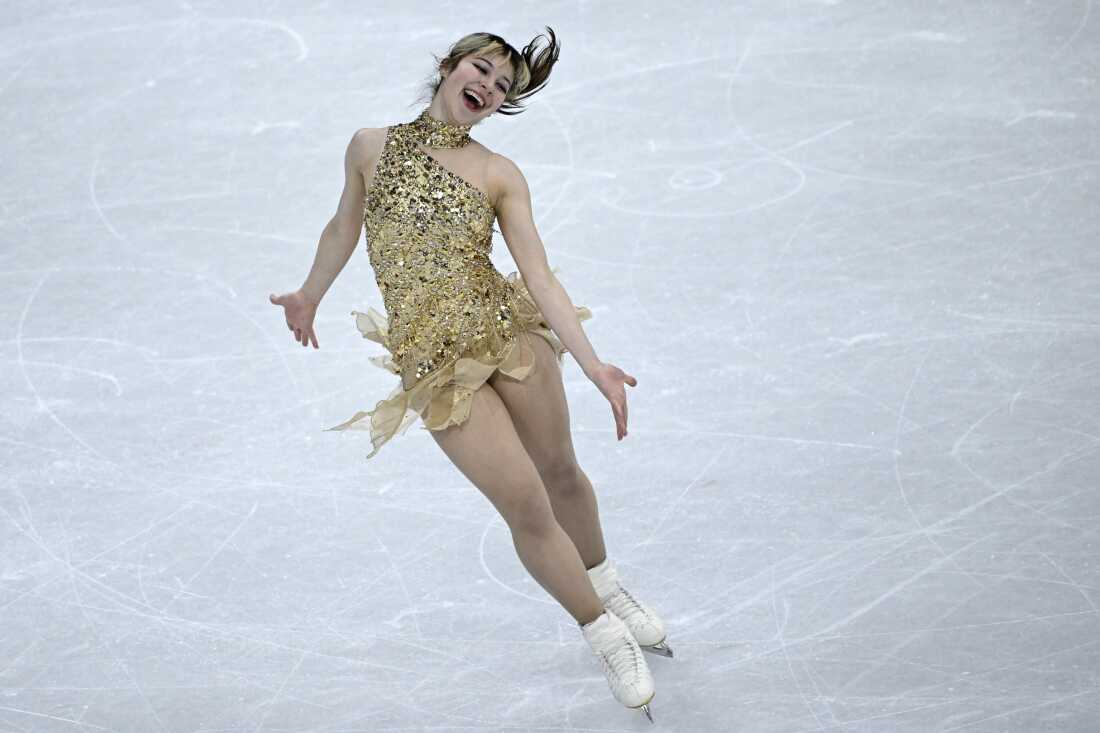 Alysa Liu and her striped ponytail soared during Thursday's program, which put her permanently in first place.