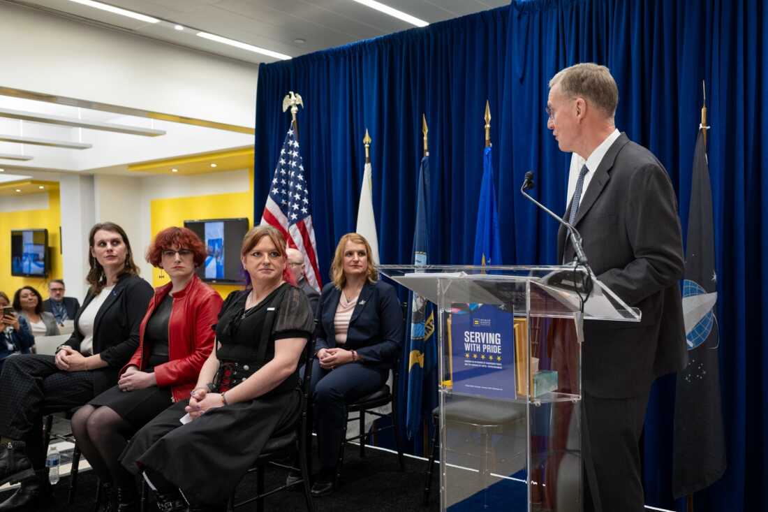 Retired four-star Gen. Stanley McChrystal speaks during a retirement ceremony hosted by the Human Rights Campaign for five transgender service members forced to retire from the military in Washington, D.C.