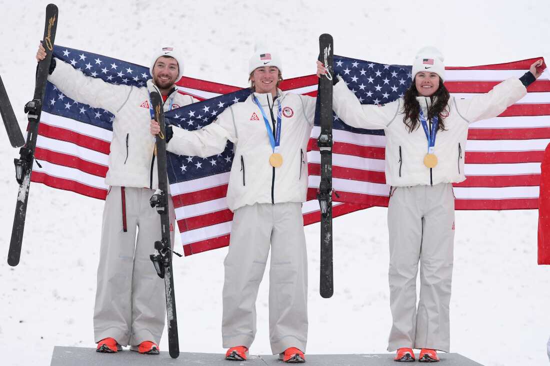LIVIGNO, ITALY - FEBRUARY 20: Gold medalist Alex Ferreira of Team United States celebrates after the Men's Freeski Halfpipe Final on day fourteen of the Milano Cortina 2026 Winter Olympic games at Livigno Snow Park on February 20, 2026 in Livigno, Italy.