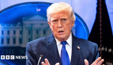 US President Donald Trump addresses a press conference about the Supreme Court's striking down of most of his tariffs in the briefing room at the White House in Washington, DC, USA, 20 February 2026