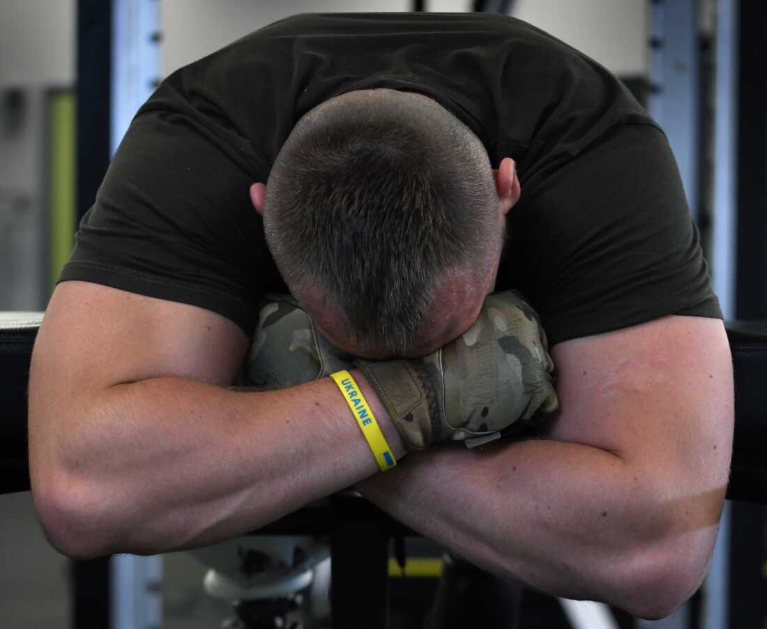 Sgt. Misha Varvarych, a Ukrainian war amputee, has moments of frustration during rehabilitation