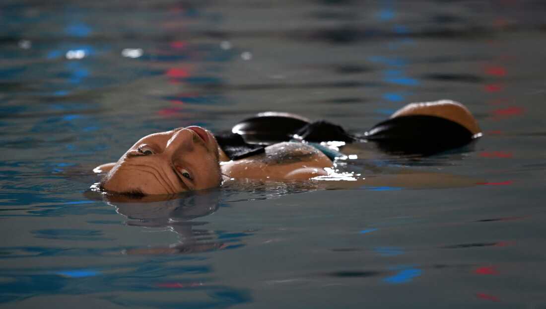 Sgt. Misha Varvarych, a Ukrainian war amputee participates in rehabilitative pool activities
