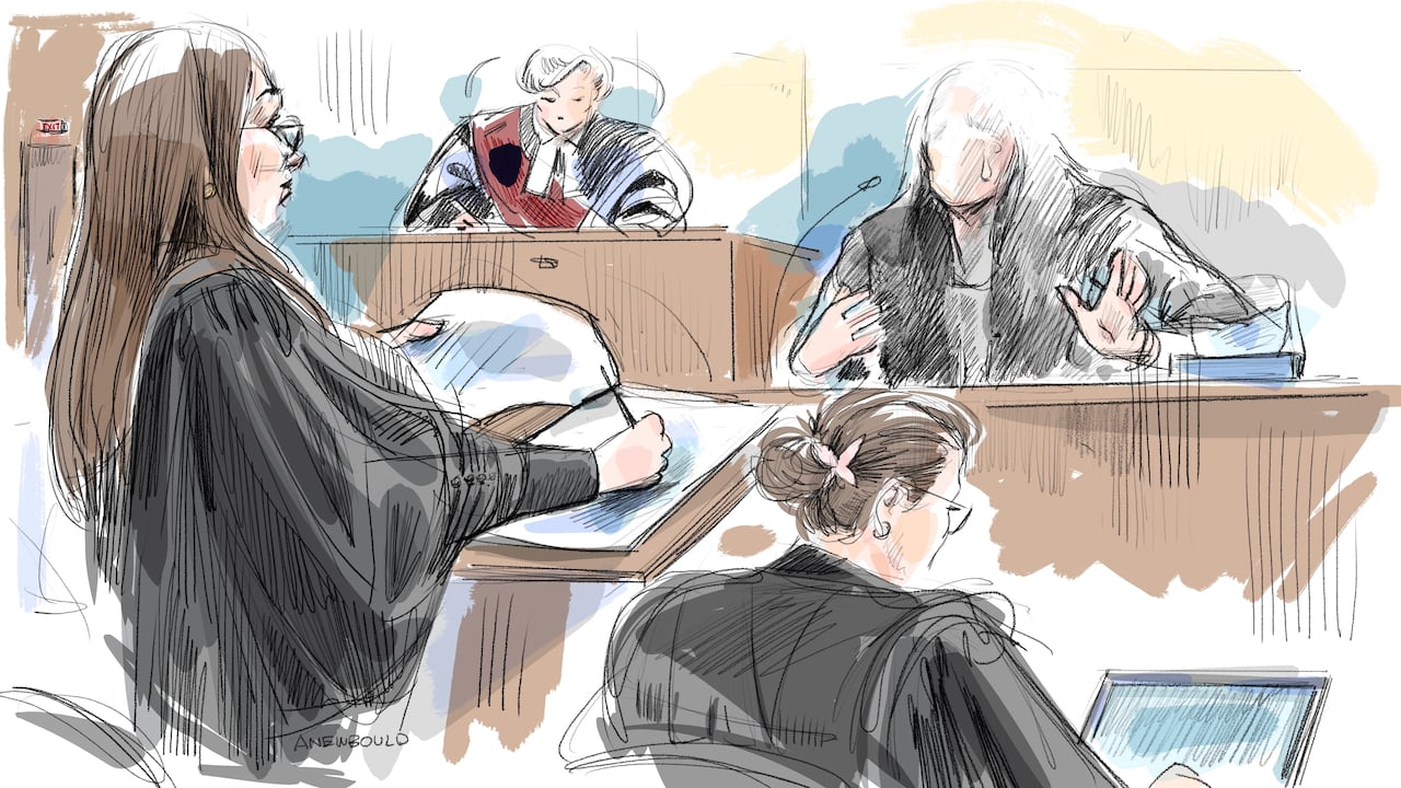 Crown prosecutor Julia Bellehumeur questions the woman about details of the alleged attack.