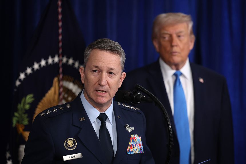 Chairman of the Joint Chiefs of Staff Dan Caine speaks during a press conference with President Donald Trump at the Mar-a-Lago club in Palm Beach, on January 3.
