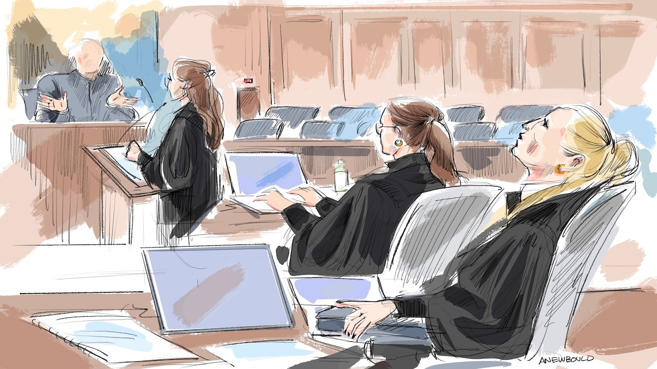 Stronach's lawyer Leora Shemesh listens as Crown prosecutor Jelena Vlacic questions the complainant.