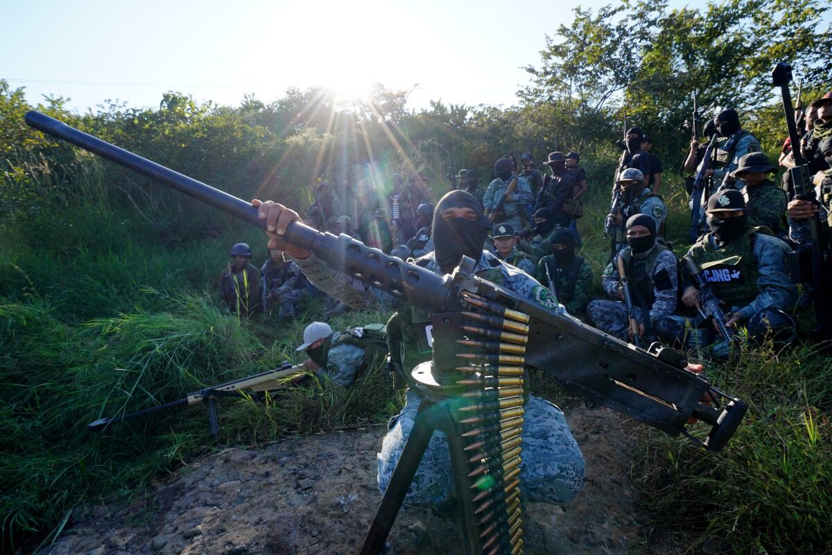 A group of armed  Jalisco New Generation cartel fighters