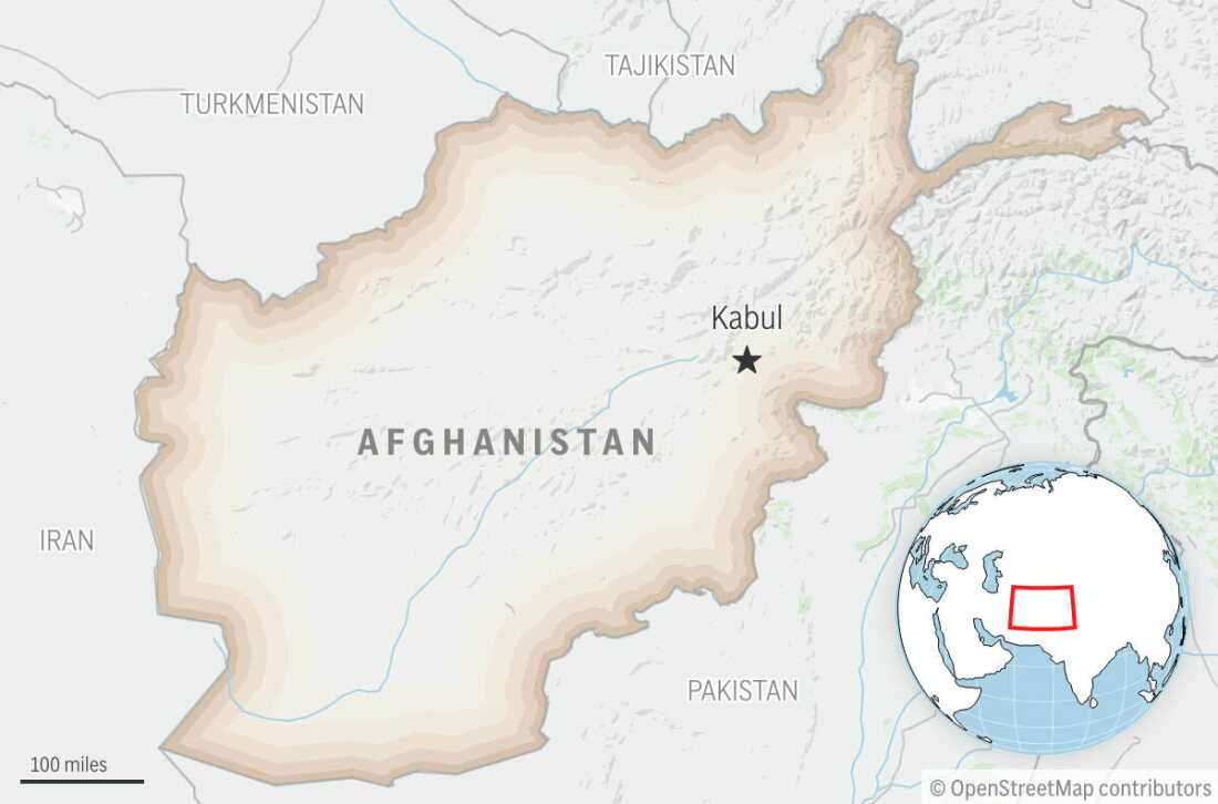 Afghanistan with its capital, Kabul.