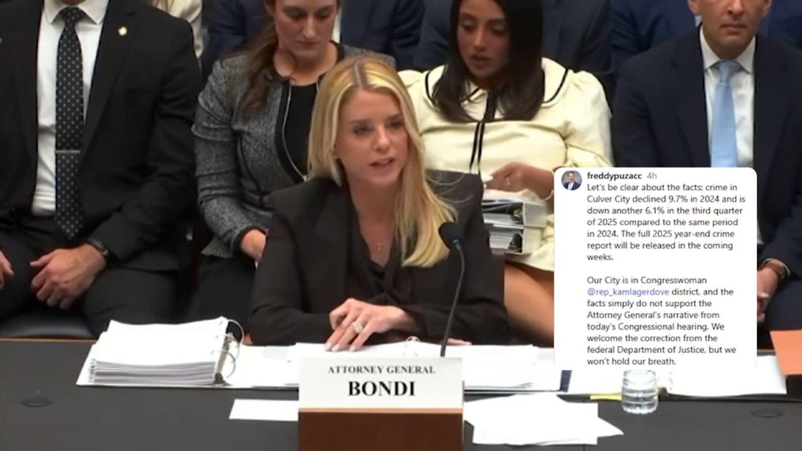 Culver City mayor responds to Bondi's comments during fiery Capitol Hill hearing