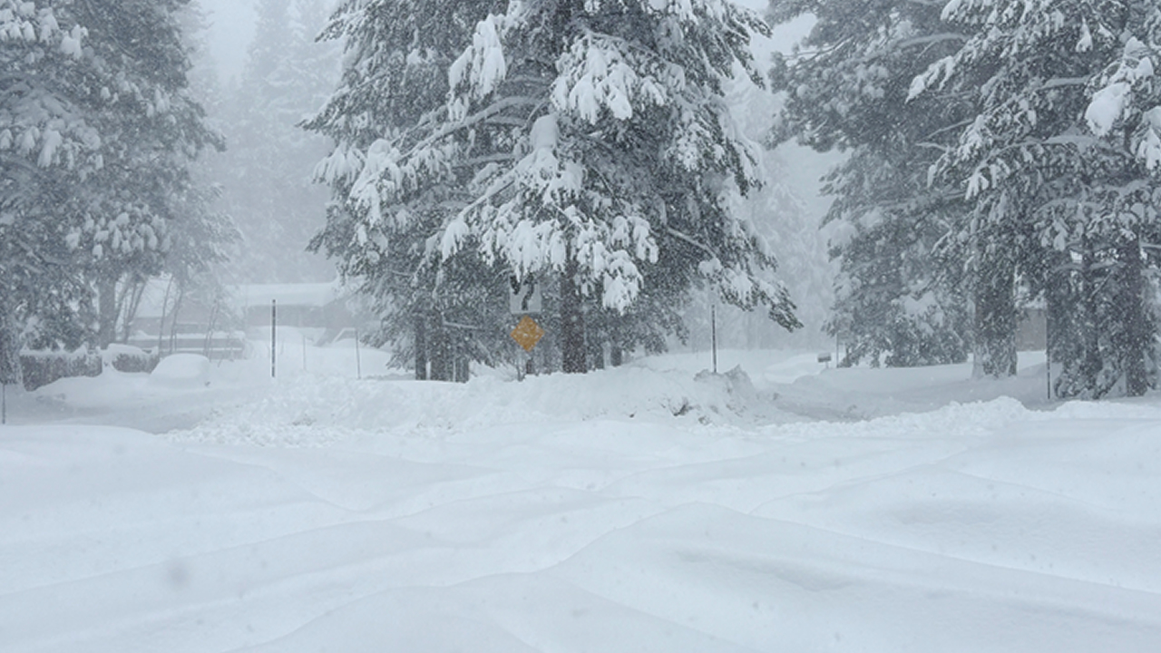 Snow falls on Tuesday, Feb. 17, 2026 in Truckee Calif.