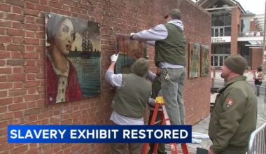 Panels about George Washington's slaves reinstalled at President's House site on Independence Mall in Philadelphia