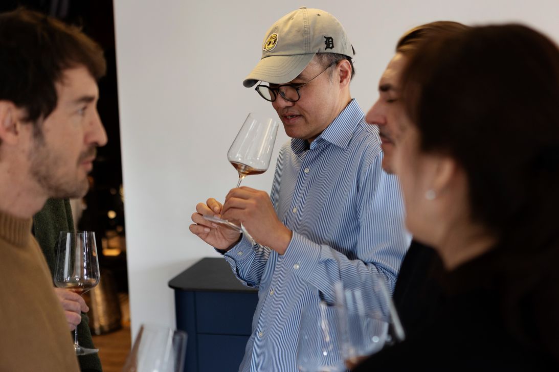 Soo Hoo Khoon Peng with a glass of the wine, described as a 