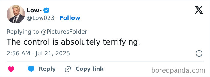 Tweet by user Low stating the control in North Korea is absolutely terrifying related to public executions and Squid Game.