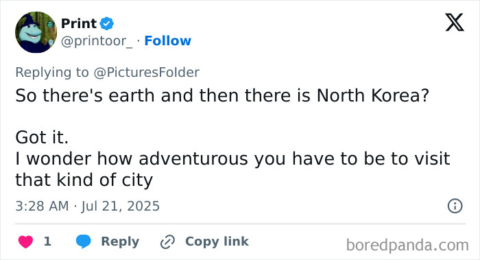 Tweet discussing the perception of North Korea in relation to citizens publicly executed for watching Squid Game.