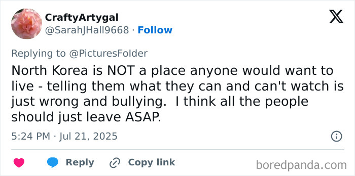 Tweet discussing North Korea publicly executing citizens caught watching the popular show Squid Game.