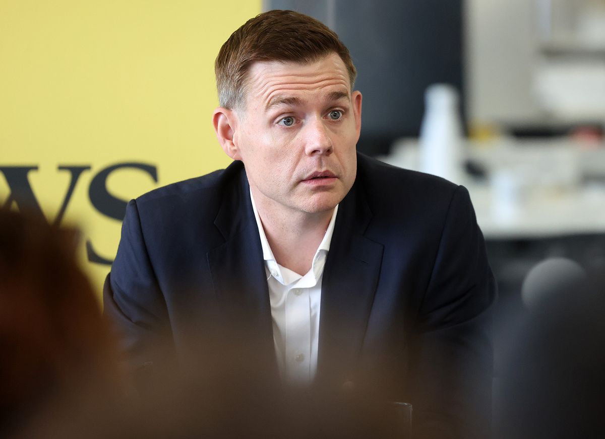 Matt Goodwin (Reform UK) Gorton and Denton by-election hustings at the Manchester Evening News offices , Hollinwood Avenue , Oldham . 12 February 2026