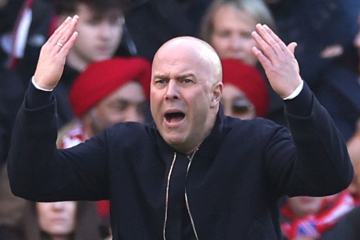 Liverpool boss Arne Slot reacts during the Premier League match at Nottingham Forest on February 22 2026