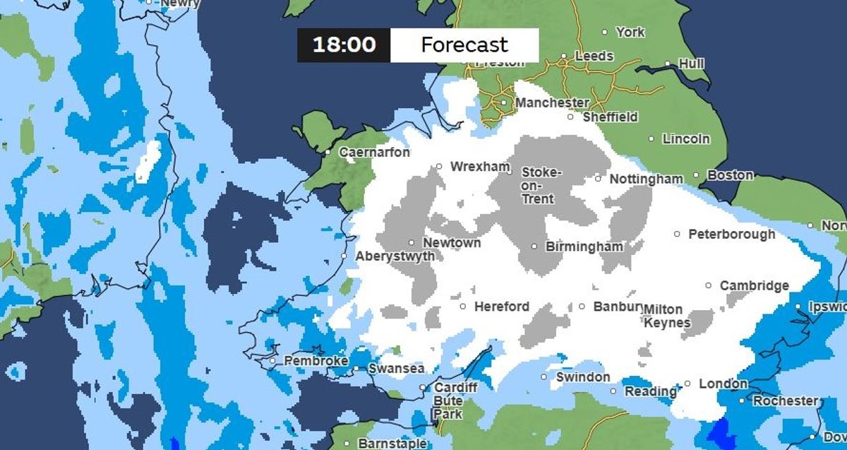 A Met Office weather map for 6pm on Wednesday 